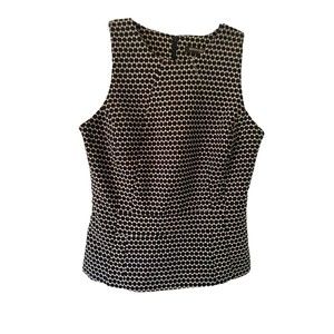 Banana Republic Tank Top Women Size 0 White Black Polka Dot Sleeveless Back Zip